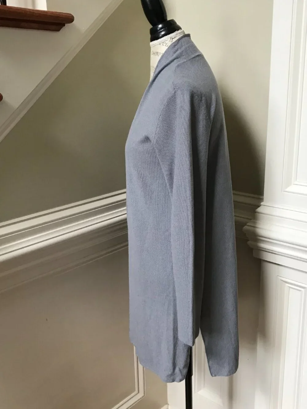 Eileen Fisher Organic Cotton Linen Cardigan Sweater Womens XS Gray Knit Jacket